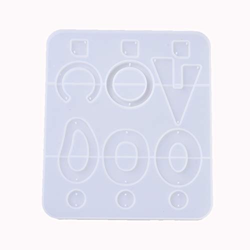 Craftdady 5pcs Earring Pendant Silicone Mold 8 Shapes Geometric Round Oval Epoxy Resin Casting Mold for DIY Resin Jewelry Dangle Earring Keychain Making - color: Transaprent, Geometric-a
