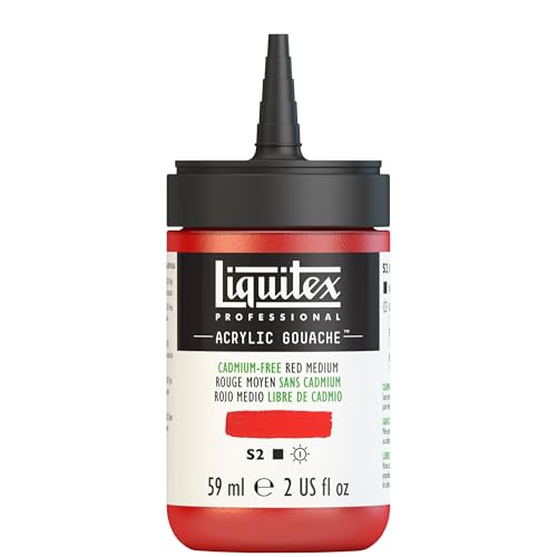 Liquitex Professional Acrylic Gouache, 2-oz (59ml) Bottle, Cadmium-Free Red Medium - color: Cadmium-free Red Medium
