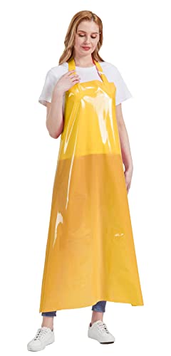 Nanxson TPU Waterproof Apron Lightweight Work Apron with Adjustable Buckle | Liquid Resistant,Neck buckle design,Easy to clean,Unisex,Butcher Apron for Dishwashing Grooming,Halloween - color: Yellow