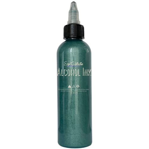 Premium Alcohol Ink|Metallic or Glitter Vibrant|High Saturated Unique Colors|4oz|for Tumblers,Coasters,Resin Dye,Alcohol Ink Paper,Yupo,Resin Petri Dish|by Ezgi Sertcetin (Metallic Emerald Green) - color: Metallic Emerald Green