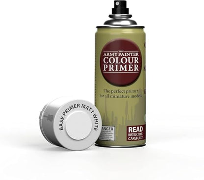 The Army Painter Color Primer, Matt White, 400ml, 13.5oz - Acrylic Spray Undercoat for Miniature Painting - color: Matt White