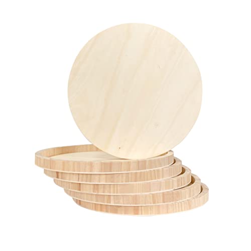 6 Pack 14 Inch Round Wood Canvas Panels Unfinished Wooden Plates Round Wood Cradle Boards for Pouring Arts Painting Crafts - size: 14 in