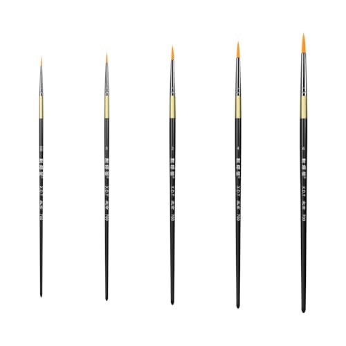 XDT#700 Miniature Detail Artist Paint Brush 5 Piece Set #000#0#2#4#6, Fine & Micro Detail Paints Brush for Painting, Acrylic Oil Watercolor - size: 5Pc Set
