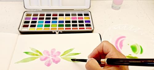 EG Liberty 50 Color Solid Watercolor Paint Set, Professional Artist Watercolors, Metal Tin Kit with Brushes and Mixing Palette