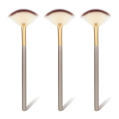 3Pcs Slim Soft Fan Brush, Fan Shape Makeup Brushes for Highlighter, Fluffy Packing Brush Facial Brushes Applicator for Esthetician Cosmetic Mud Cream Glycolic Peel Masques(3Pcs)