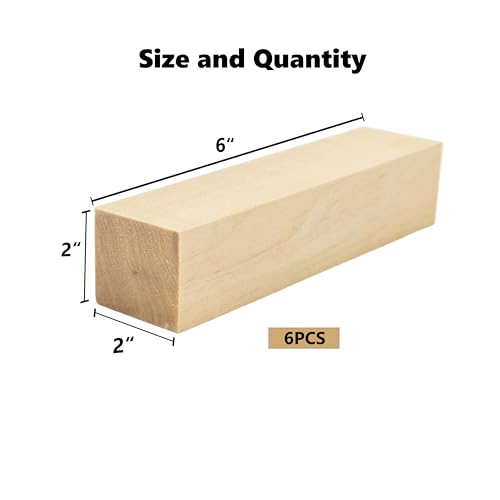 Ninekong 6PCS Basswood Carving Blocks，Whittling Wood Carving Kit,Soft Basswood for Carving(6"x2"x2") - size: 6 pieces 2x2x6 inch
