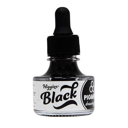 Higgins Black Pigmented Drawing Ink - for Artists and Students - 1 oz. Glass Bottle (HIG44021) - color: Black