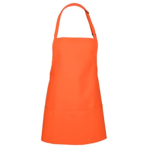FAME® 3 Pocket Adjustable Unisex Bib Apron - F10 - Restaurants, Home, Hobbyist, Chef, Paint Party, Gardener, Grocery Store - color: Orange, size: One Size