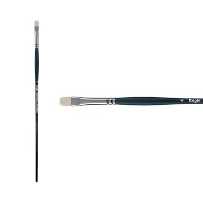Creative Mark Imperial Professional Chungking Hog Bristle Brush - Bright # 4, Handmade Long Handle Oil Paint Brushes for Artists, Nickel-Plated Brass Ferrules, Stiff Yet Soft Natural Bristles - size: #4