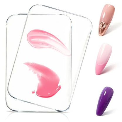 Acrylic Nail Art Palette 2p- Transparent Nail Gel Polish Paint Mixing Pallet Design Plate For Nail Art Foundation Makeup Mixing Tray Display Stand Manicure Tools Supplies Accessories3.15"×4.72" - size: 2PCS