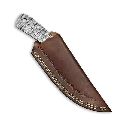 Custom Hand Forged Damascus Steel Blank Blade Diy Knife Making Kit Including Wooden Scale, Leather sheath, Pin, Damascus Blade Billet Knife Making Supply (BK-H) - color: BK-H