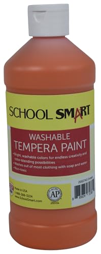 School Smart Washable Tempera Paint, Orange, 1 Pint Bottle - color: Orange