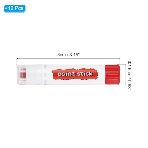 PATIKIL Tempera Paint Sticks, 12 Pcs Solid Tempera Paints Sticks Washable Bulk Markers Pen Quick Drying for Artists Beginners Art Supplies, Red - color: Red