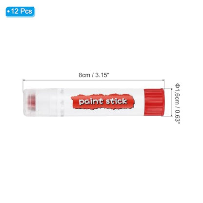 PATIKIL Tempera Paint Sticks, 12 Pcs Solid Tempera Paints Sticks Washable Bulk Markers Pen Quick Drying for Artists Beginners Art Supplies, Red - color: Red