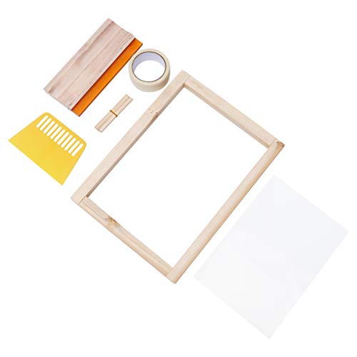 EXCEART 1set DIY Silk Kit Transparency Film Mask Tape Squeegees for Craft Projects Frame for Family Activities