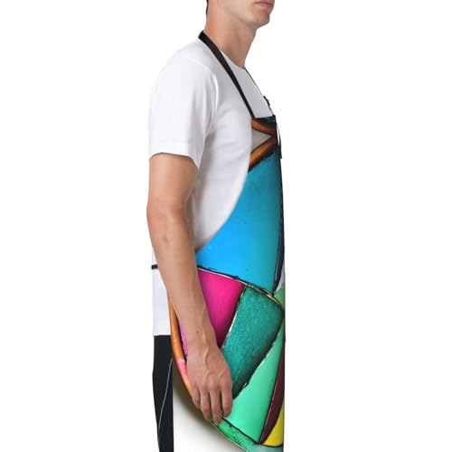 Round watercolor painting Heavy Duty Waterproof Apron with Pockets for AdultsResistant Grilling, Gardening, Painting - color: Round Palette