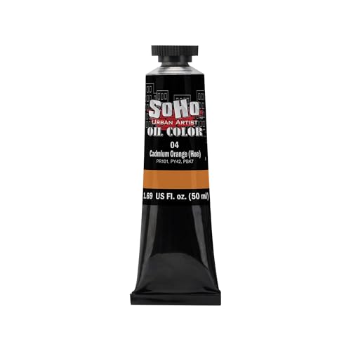 Soho Urban Artist Oil Paint - Cadmium Orange Hue, 50 ml Tube - Best Valued Oil Colors for Painting, Excellent Pigment Load - color: Cadmium Orange Hue, size: 1.69 Fl Oz (Pack of 1)