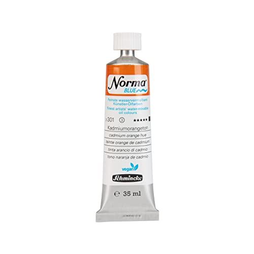 Schmincke - NORMA® Blue, 21301009, finest water-based artists' oil colors, highly pigmented, lightfast, vegan, cadmium orange hue, 35 ml - color: 301 cadmium orange hue