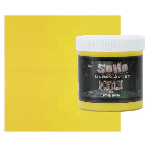 Soho Urban Artist Heavy Body Acrylic Paint - 500 ml Jar - Lemon Yellow - Thick, Rich Color, Excellent Coverage, Professional Quality - Artists Acrylic Paint - color: Lemon Yellow, size: 16.91 Fl Oz (Pack of 1)