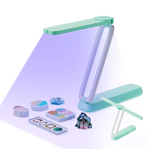 Resiners UV Light for Resin Curing, UV Resin Light, Wireless & Rechargeable UV Lamp, 3-in-1 Uses, Foldable Blacklight Ultraviolet LED, Craft Supplies Tools for Resin Molds, Jewelry Making, DIY Decor - color: Mint Green