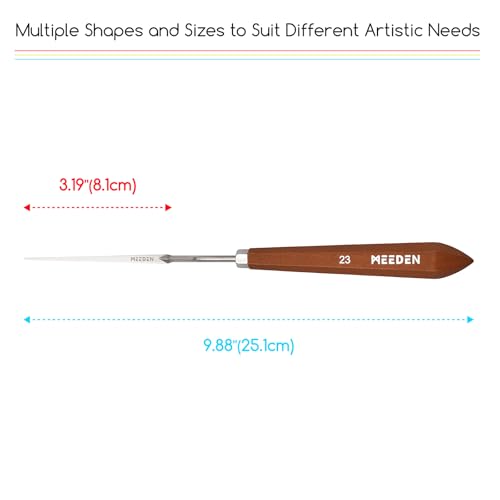 MEEDEN Artist Paint Palette Knife: 9.88" Flexible Stainless Steel Art Pallet Scraper Knife with Wooden Handle for Oil Painting Accessories for Acrylic Gouache, Canvas, #23 - style: #23