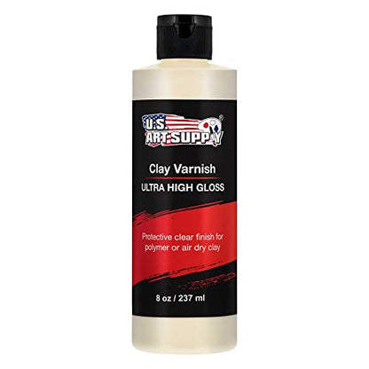 U.S. Art Supply 8 oz High Gloss Clear Acrylic Topcoat for Pouring Paint Artworks & Air Dry Clay Varnish - Acrylic Painting Protectant, Air Dry Clay Glaze for Polymer Clays, Ceramics and Sculptures - size: 8-ounces