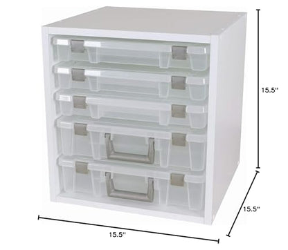 ArtBin 6855SC Super Satchel Cube - 15.5 x 16.75 x 15.625 in. Arts and Crafts Supply Storage with Pre-Drilled Holes, 6 Rail Set, Customizable, White