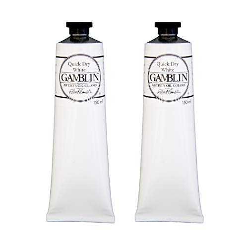 Gamblin Artist Oil Paint Set For Professionals - Quick Dry White - 150ml Tubes - 2 Pack - color: Quick Dry White, size: 5.05 Fl Oz (Pack of 2)
