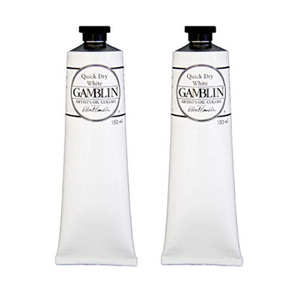 Gamblin Artist Oil Paint Set For Professionals - Quick Dry White - 150ml Tubes - 2 Pack - color: Quick Dry White, size: 5.05 Fl Oz (Pack of 2)