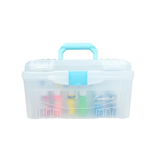 ArtBin 17" Twin-Top Supply Box - Portable Art & Craft Organizer with Dual Compartments | Durable Plastic Storage Case for Paint, Markers, Sewing, and Craft Supplies | Aqua Accents - color: Aqua Accents