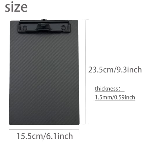 6.1 * 9.3 * 0.06inch A5 Half Letter Small Size Super Hard&Portable Carbon Fiber Clipboard with Hook&Pen Holder,Strong Low Profile Clip,Dry Carbon Clip Board,Writing Board,Note pad - color: Black Clip, size: 6.1*9.3*0.06inch+1Clip