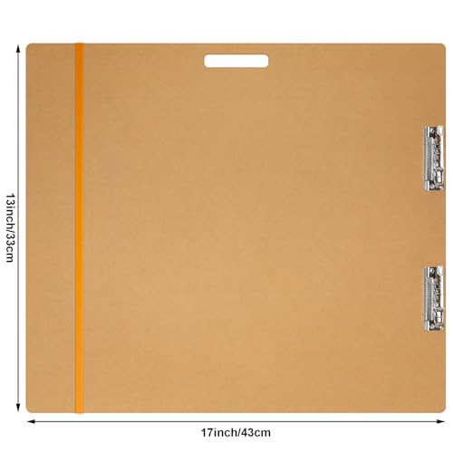 Lincia 4 Pcs Artist Sketch Tote Board with Clips Handle Rubber Band, 5 mm Thickness Drawing Painting Clipboards Large Portable Lightweight Brown Pad for Class Artists Student (13 x 17 Inch) - size: 13 x 17 Inch