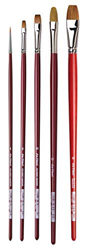 da Vinci Oil & Acrylic Series 5242 Natural Hair Paint Brush Set with Wood Mixing Palette, Multiple Sizes, 5 Brushes (Series 1610, 1810, 1887, 1865) - style: Natural Hair Oil Wood Box Set