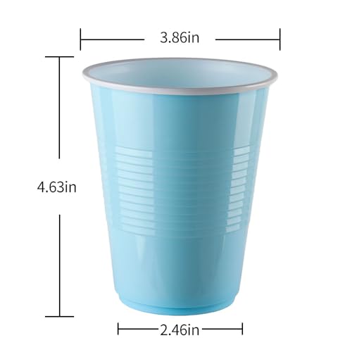 Disposable Plastic Cups, Light Blue Cups, 16 Ounce Plastic Party Cups, Strong and Sturdy Disposable Cups for Party, Wedding, Christmas, Halloween Party Cup, 100 Pack (Light Blue, 16OZ) - color: Light Blue, size: 16OZ