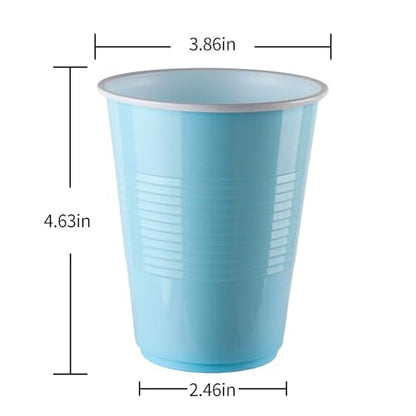Disposable Plastic Cups, Light Blue Cups, 16 Ounce Plastic Party Cups, Strong and Sturdy Disposable Cups for Party, Wedding, Christmas, Halloween Party Cup, 100 Pack (Light Blue, 16OZ) - color: Light Blue, size: 16OZ