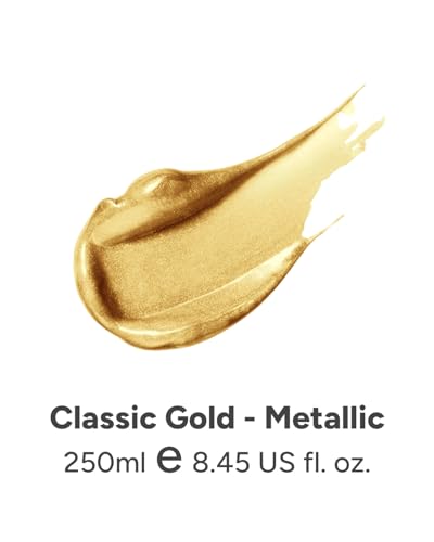 JusArt Acrylic Paint Metallic Gold Tubes(250ml, 8.45oz)，Non-Toxic & Rich Pigment Craft Paints for Canvas Painting, Wood, Fabric, Stone, Ceramics, Art Supplies for Artists, Adults - color: Gold