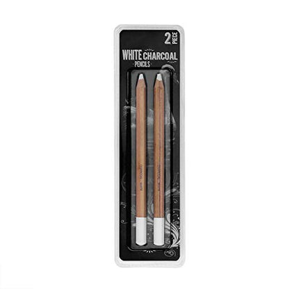 2pcs White Charcoal Pencils for Highlight,Drawing, Writing, Coloring, Gift for Artist, Hobbyist,Beginner (2pcs White) - color: 2pcs white