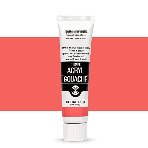 Turner Colour Works Acryl Gouache Artist Acrylic Paint - Single 40 ml Tube - Coral Red - color: Coral Red, style: 40ml