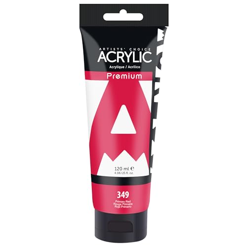 AUREUO Primary Red Acrylic Paint, 4 Fl Oz / 120ml Single Tube, Rich Pigment Art Craft Paints for Canvas, Rocks, Wood, Ceramic, Fabric - Art Supplies for Beginners, Professionals, Artists - color: Primary Red, size: 4 Fl Oz (Pack of 1)