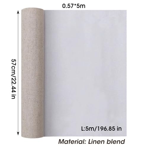 0.57x5M White Black Cotton and Linen Blend Canvas Roll,Blank Oil Painting(Linen 0.57x5M) - size: Linen 0.57x5M
