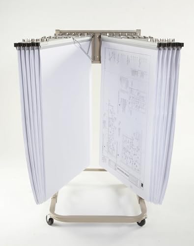 Mobile Blueprint Storage Rack – Holds Up To 1200 Blueprints In 12 Pivot Hangers – Vertical Blueprint Holder, Heavy Duty - MRWH - style: MRWH mobile blueprint storage
