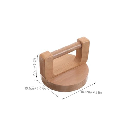 CORHAD Wooden Stamp Press Block Round Beech Wood Handle and Wipe Cloth, Handheld Printmaking Burnisher Tool for Linocut and Craft Printing Press Accessories