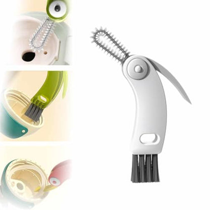 3 in 1 Cup Lid Cleaning Brush,Crevice Cleaning Brush Set for Baby Bottle Gap Tight Spaces Cup,3 in 1 Bottle Cleaning Brush Set Multifunctional Cleaning Brush Portable Cup Lid Cleaner(White) - color: White