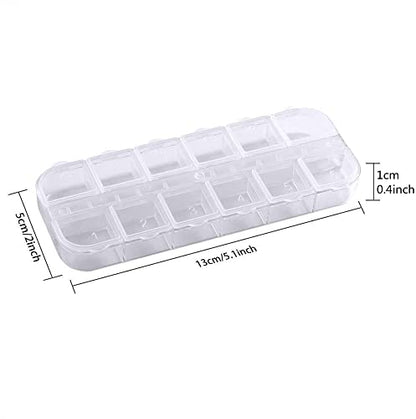 6 Pieces Nail Art Tool Jewelry Storage Box, 12 Compartments Plastic Rhinestone Organizer Container Case, Display Containers