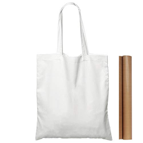 NPBAG 15 Pack 15'' X 16'' White Cotton Tote Bags, Lightweight Blank Bulk Cloth bags with 1pc of PTFE Teflon Sheet - color: White, size: Medium