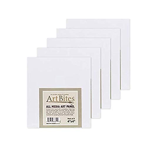 Creative Mark ArtBites Canvas Textured Boards 5-Pack - 2.3mm Stock Board Mounted Mini Canvases for Painting, Sketching, Printing & More! - 4x4 - size: 4x4"
