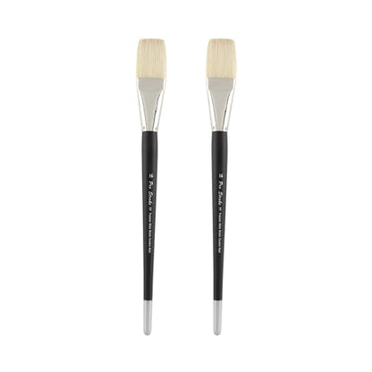 Creative Mark Pro Stroke Premium White Chungking Hog Bristle Artist Paint Brush - Flat # 10-2 Pack - Natural Bristle Brush w/Great Control Suitable for Oils, Watercolors, Acrylics, Alkyds, Caseins - size: 10 - 2 Pack