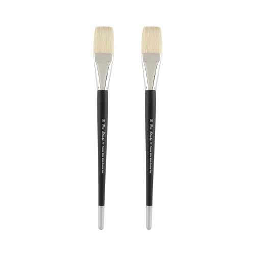 Creative Mark Pro Stroke Premium White Chungking Hog Bristle Artist Paint Brush - Flat # 10-2 Pack - Natural Bristle Brush w/Great Control Suitable for Oils, Watercolors, Acrylics, Alkyds, Caseins - size: 10 - 2 Pack