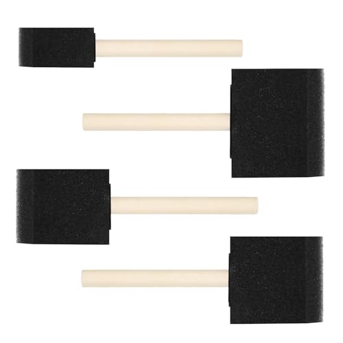 4 PCS Foam Paint Brushes Set, 1" 1.57" 2" 3" with Wooden Handle | Sponge Paint Brush, Details or Large Area Painting, Staining, Varnishes & DIY Craft Projects, Sponge Painting Tools
