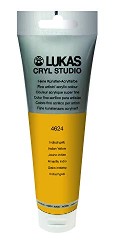 Lukas CRYL Studio Artist Acrylic Paint, Indian Yellow, 125 ml Tube - High Pigment Acrylic Paints for Canvas Painting, Large Scale Works - Medium-Viscosity, Water-Mixable, Fast Drying - color: Indian Yellow, size: 4.23 Fl Oz (Pack of 1)